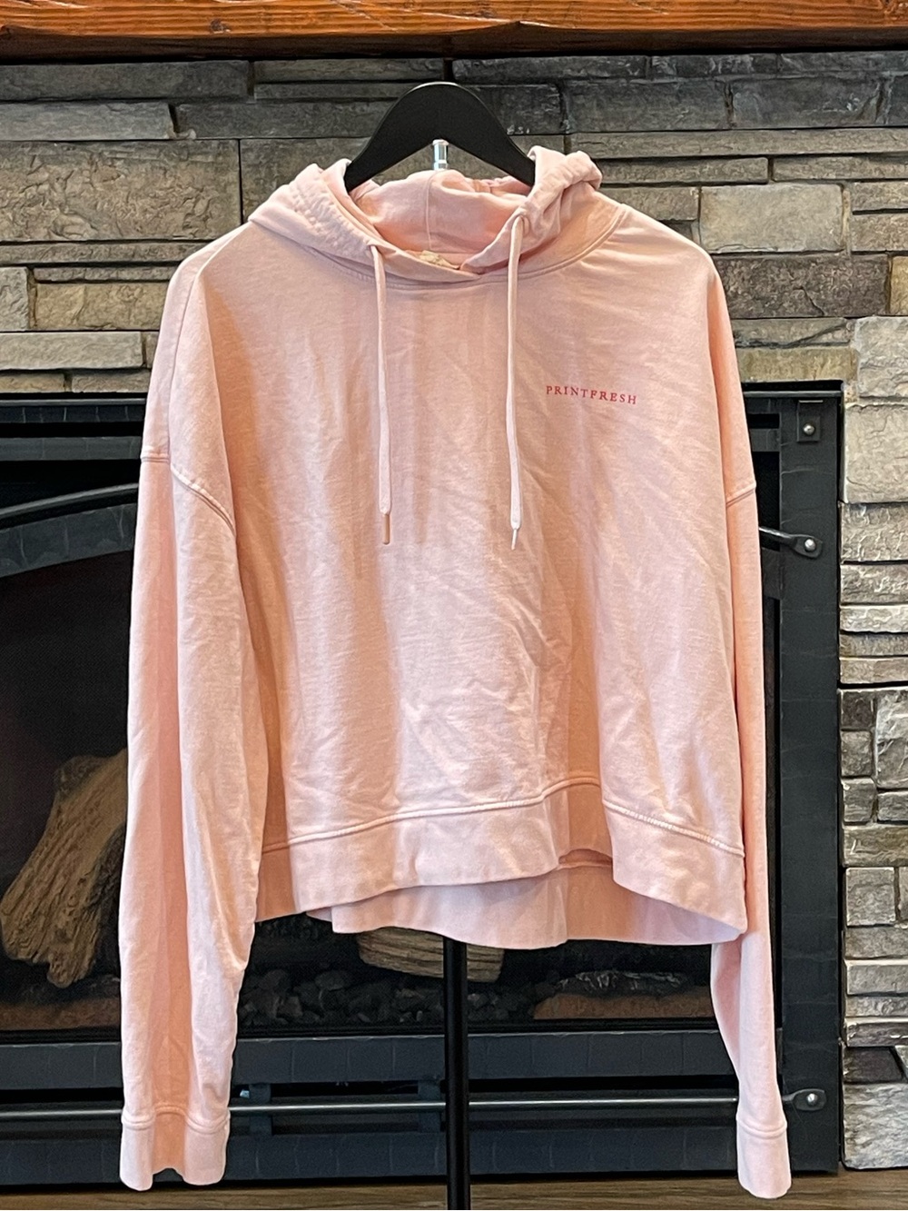 Printfresh Light Pink Cropped Hoodie Sweatshirt